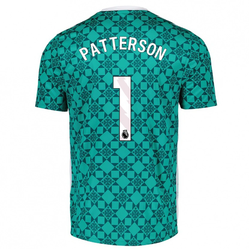 Danxen Hombre Camiseta Anthony Patterson #1 Verde Blanco Portero Equipación 2025/26 La Camisa