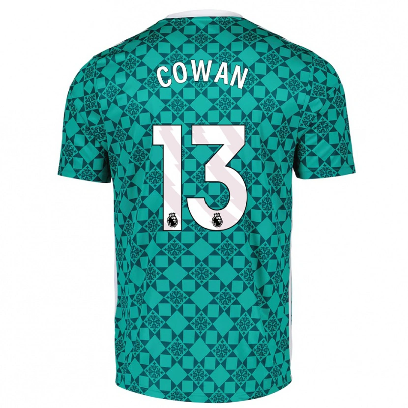 Danxen Hombre Camiseta Joe Cowan #13 Verde Blanco Portero Equipación 2025/26 La Camisa