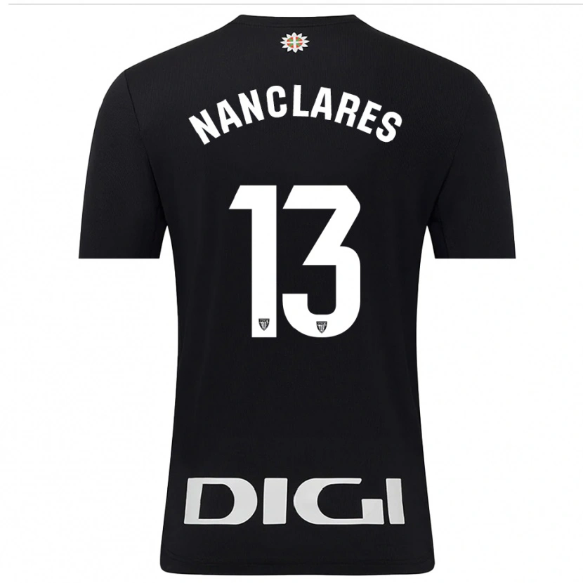 Danxen Hombre Camiseta Adriana Nanclares Romero #13 Negro Blanco Portero Equipación 2025/26 La Camisa