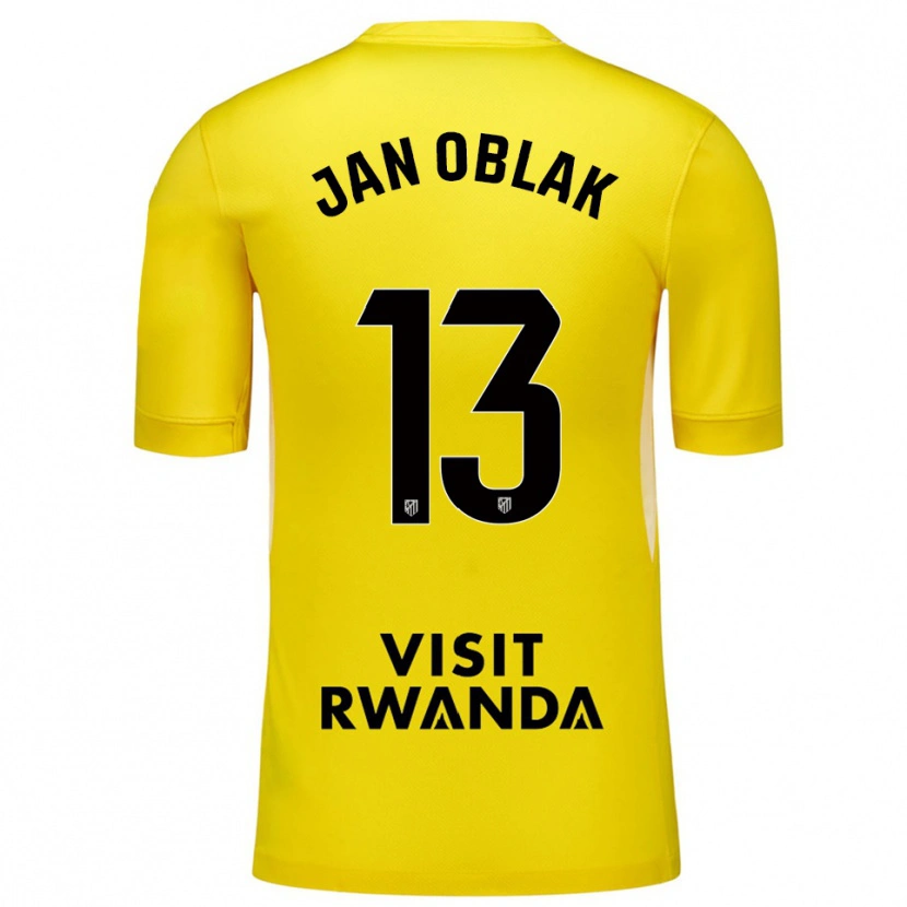 Danxen Hombre Camiseta Jan Oblak #13 Amarillo Negro Portero Equipación 2025/26 La Camisa