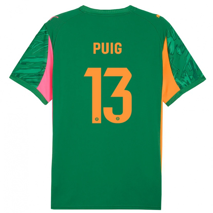Danxen Hombre Camiseta Sergi Puig #13 Verde Naranja Portero Equipación 2025/26 La Camisa
