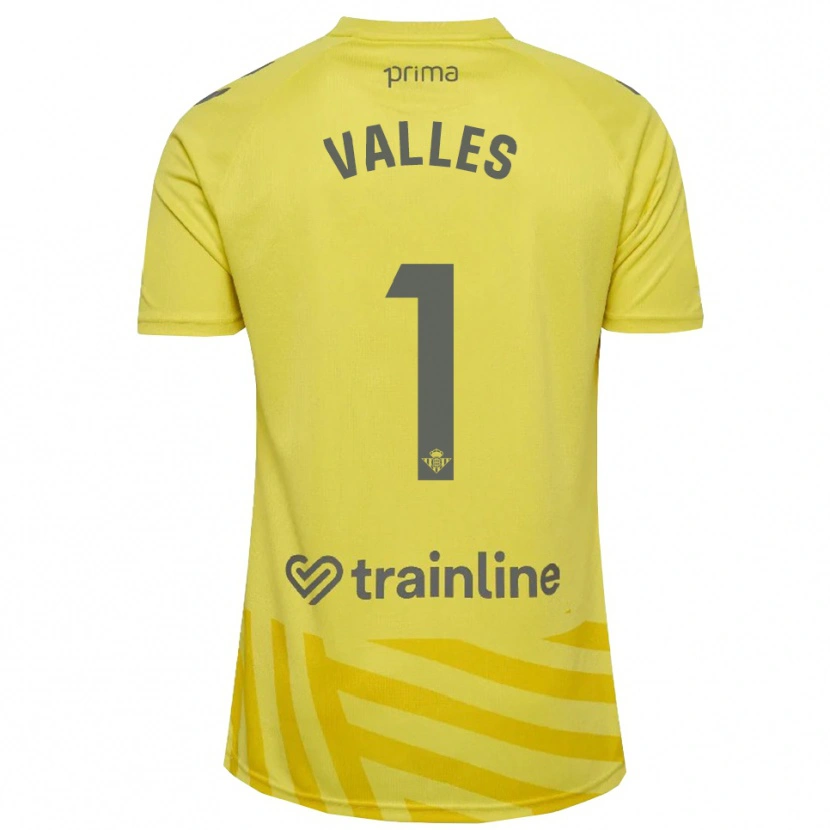 Danxen Hombre Camiseta Álvaro Valles #1 Amarillo Gris Portero Equipación 2025/26 La Camisa