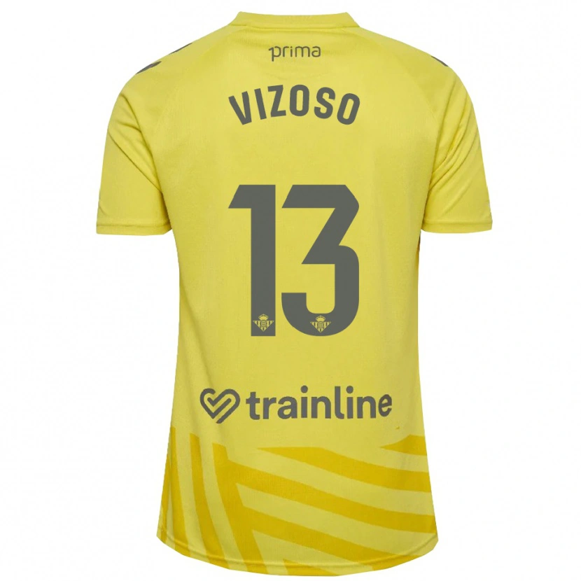 Danxen Hombre Camiseta Paula Vizoso #13 Amarillo Gris Portero Equipación 2025/26 La Camisa