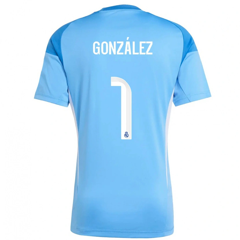 Danxen Hombre Camiseta Álvaro González #1 Azul Cielo Blanco Portero Equipación 2025/26 La Camisa