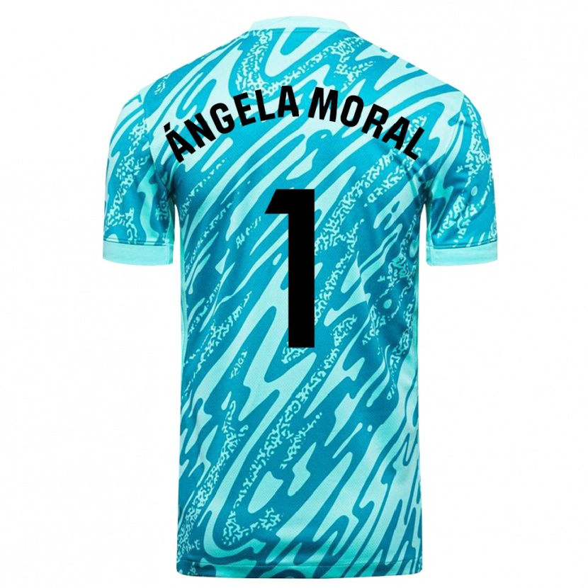 Danxen Hombre Camiseta Ángela Moral Ferrer #1 Azul Cielo Blanco Portero Equipación 2025/26 La Camisa