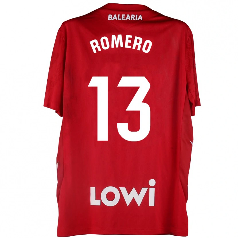 Danxen Hombre Camiseta Cayetano Romero #13 Rojo Blanco Portero Equipación 2025/26 La Camisa