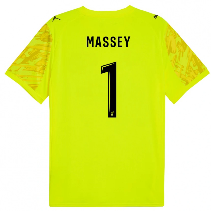 Danxen Hombre Camiseta Kayza Massey #1 Verde Fluorescente Amarillo Portero Equipación 2025/26 La Camisa