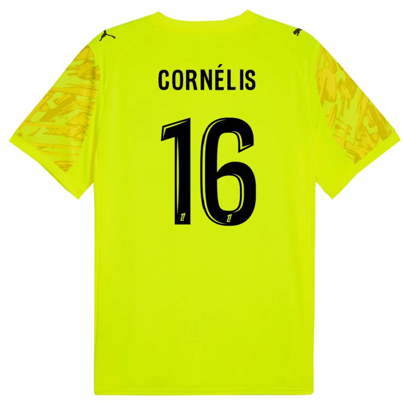 Danxen Hombre Camiseta Aristide Cornélis #16 Verde Fluorescente Amarillo Portero Equipación 2025/26 La Camisa