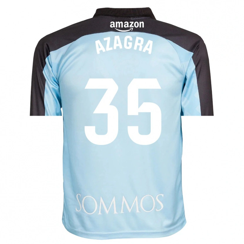 Danxen Hombre Camiseta Nico Azagra #35 Azul Claro Negro Portero Equipación 2025/26 La Camisa