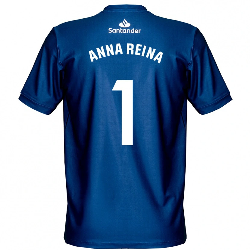 Danxen Hombre Camiseta Anna Reina Toro #1 Blanco Azul Real Portero Equipación 2025/26 La Camisa