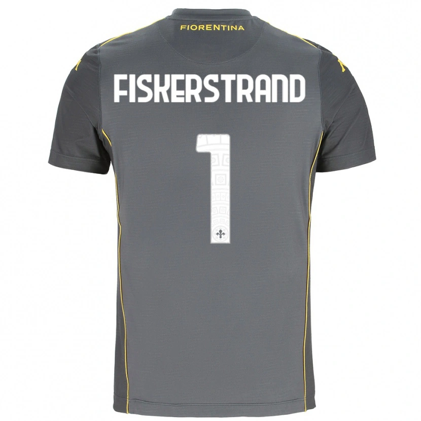 Danxen Hombre Camiseta Cecilie Fiskerstrand #1 Gris Oscuro Amarillo Portero Equipación 2025/26 La Camisa