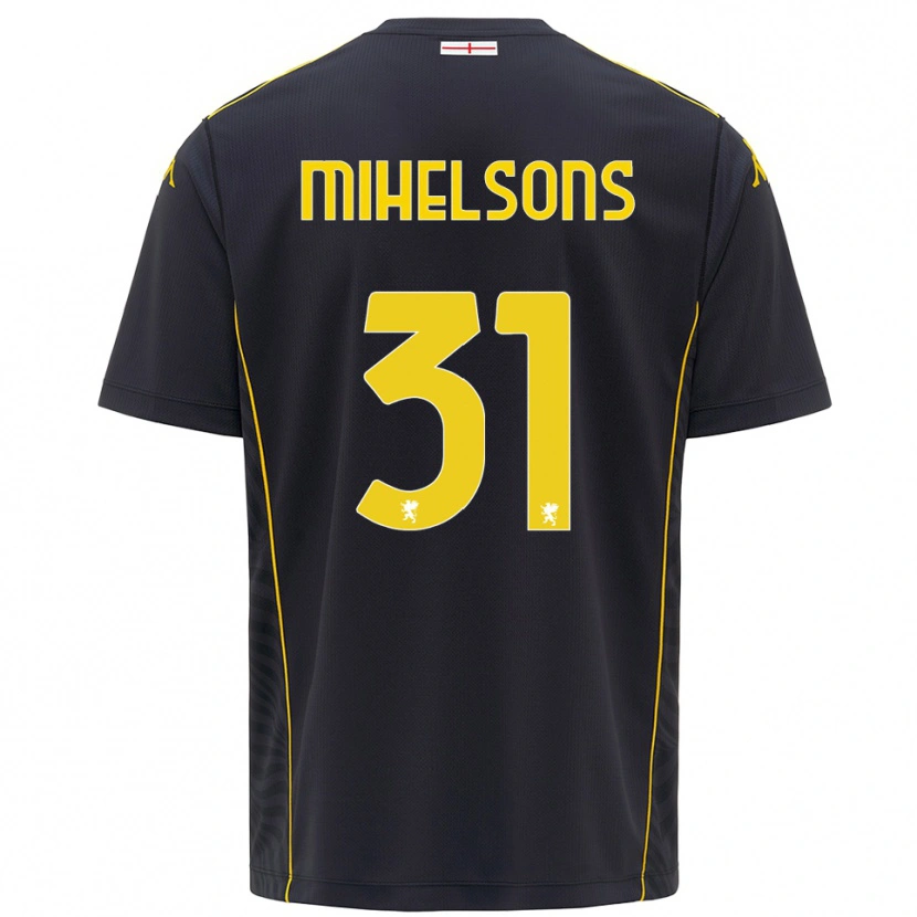 Danxen Hombre Camiseta Rendijs Mihelsons #31 Negro Amarillo Portero Equipación 2025/26 La Camisa