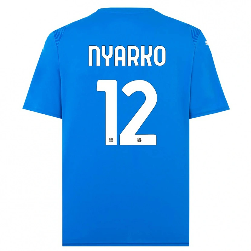 Danxen Hombre Camiseta Lorenzo Nyarko #12 Azul Blanco Portero Equipación 2025/26 La Camisa