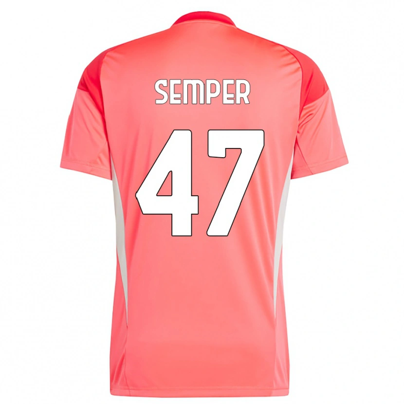 Danxen Hombre Camiseta Adrian Semper #47 Rojo Blanco Portero Equipación 2025/26 La Camisa