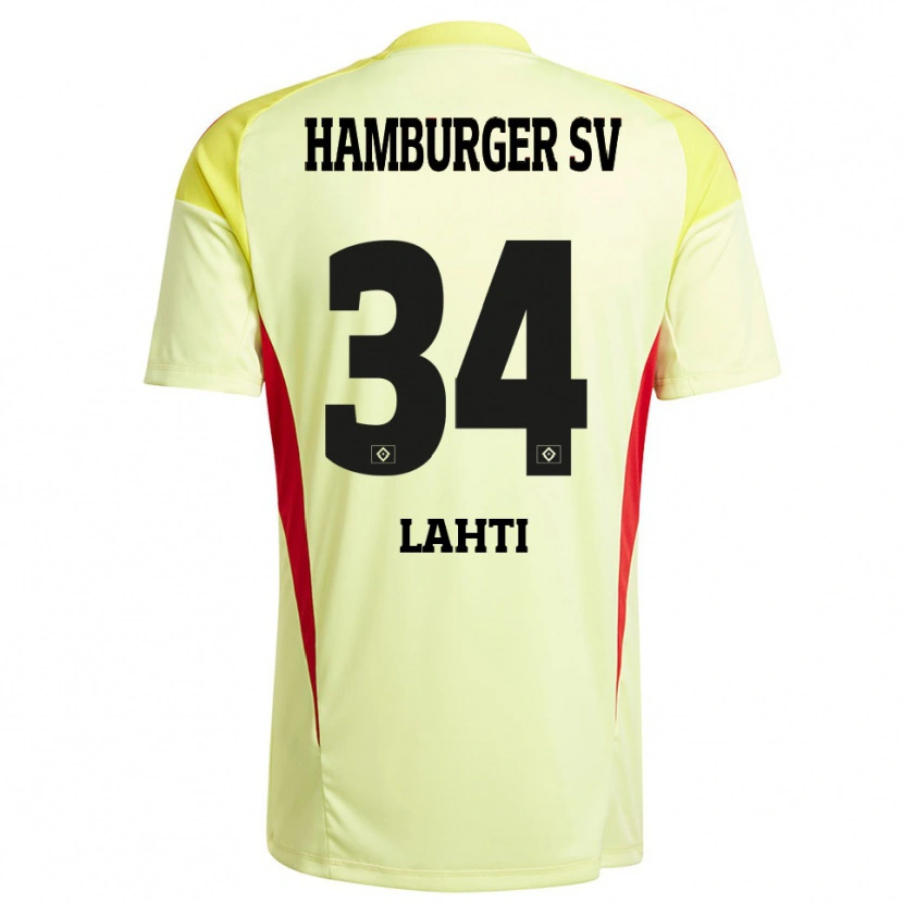 Danxen Hombre Camiseta Elias Lahti #34 Amarillo Negro Rojo Portero Equipación 2025/26 La Camisa