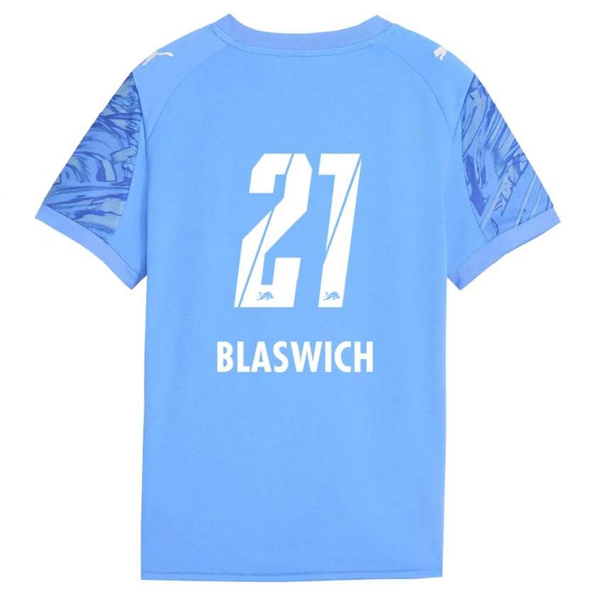 Danxen Hombre Camiseta Janis Blaswich #21 Azul Real Rojo Portero Equipación 2025/26 La Camisa