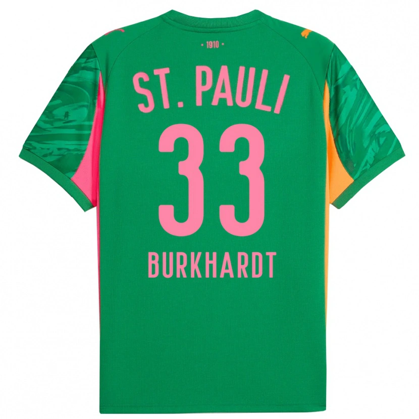 Danxen Hombre Camiseta Jannik Burkhardt #33 Verde Naranja Rosa Portero Equipación 2025/26 La Camisa