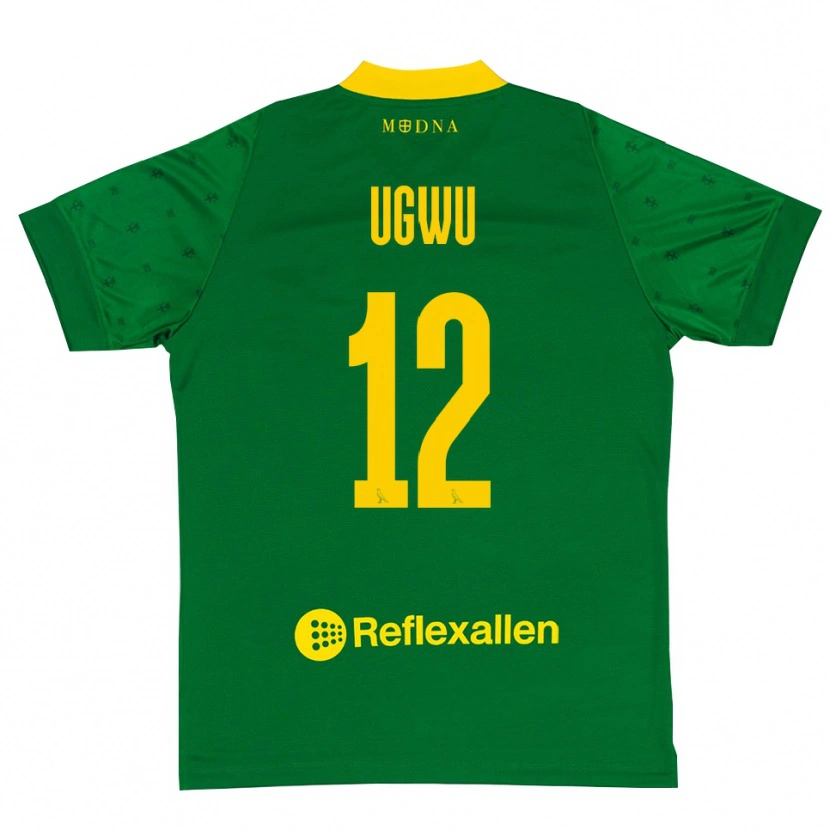 Danxen Hombre Camiseta Ferdinand Ugwu #12 Verde Amarillo Portero Equipación 2025/26 La Camisa