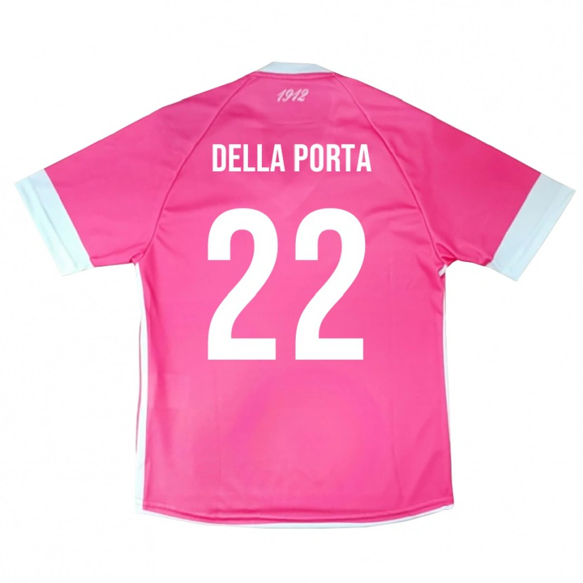 Danxen Hombre Camiseta Simone Della Porta #22 Rosa Intenso Blanco Portero Equipación 2025/26 La Camisa