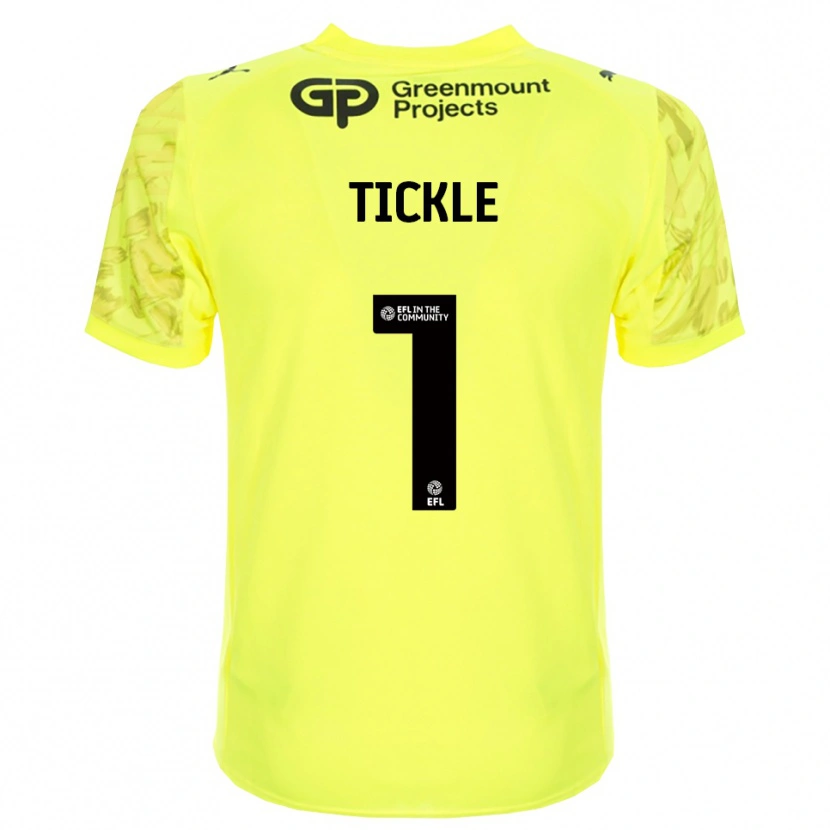 Danxen Hombre Camiseta Sam Tickle #1 Negro Verde Fluorescente Portero Equipación 2025/26 La Camisa