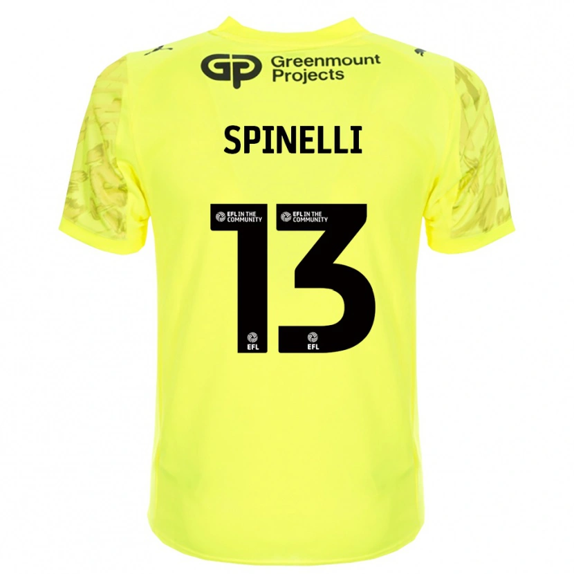 Danxen Hombre Camiseta Matteo Spinelli #13 Negro Verde Fluorescente Portero Equipación 2025/26 La Camisa