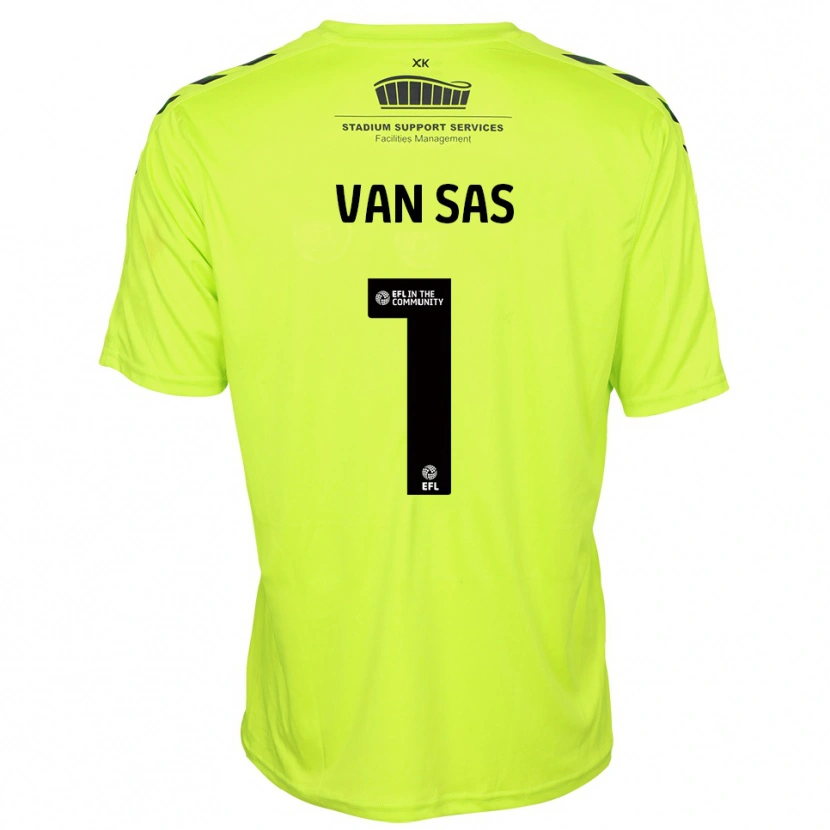 Danxen Hombre Camiseta Mikki van Sas #1 Verde Fluorescente Portero Equipación 2025/26 La Camisa