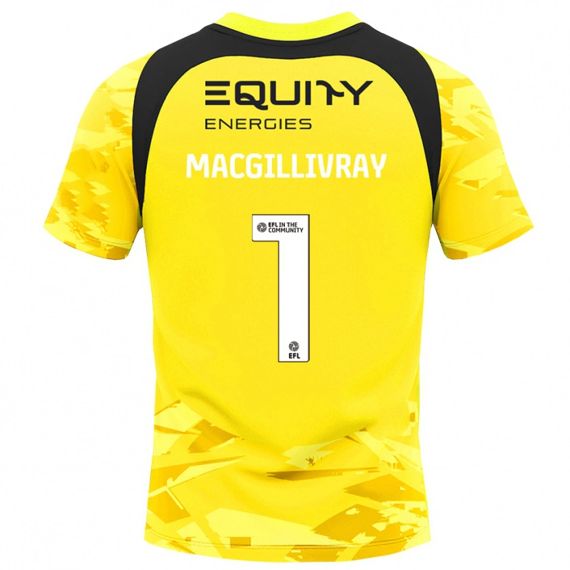 Danxen Hombre Camiseta Craig MacGillivray #1 Negro Amarillo Claro Glack Portero Equipación 2025/26 La Camisa