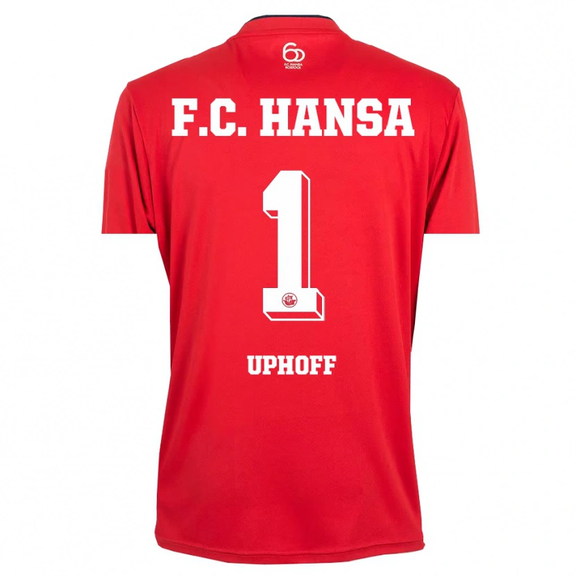 Danxen Hombre Camiseta Benjamin Uphoff #1 Rojo Blanco Portero Equipación 2025/26 La Camisa