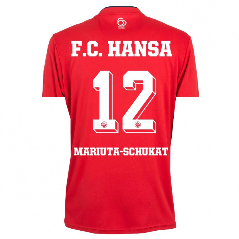 Danxen Hombre Camiseta Lara Mariuta-Schukat #12 Rojo Blanco Portero Equipación 2025/26 La Camisa
