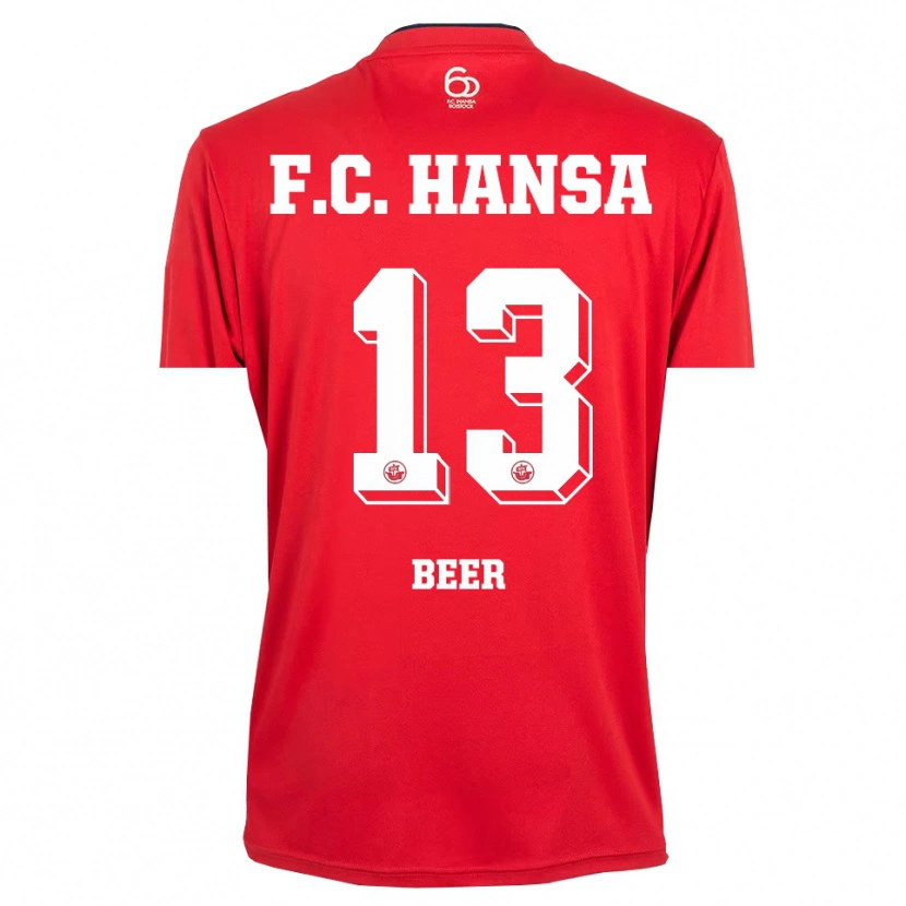 Danxen Hombre Camiseta Darian Beer #13 Rojo Blanco Portero Equipación 2025/26 La Camisa