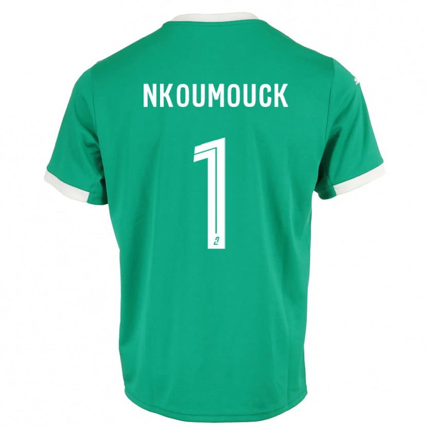 Danxen Hombre Camiseta Marc-Anthony Nkoumouck #1 Blanco Verde Portero Equipación 2025/26 La Camisa