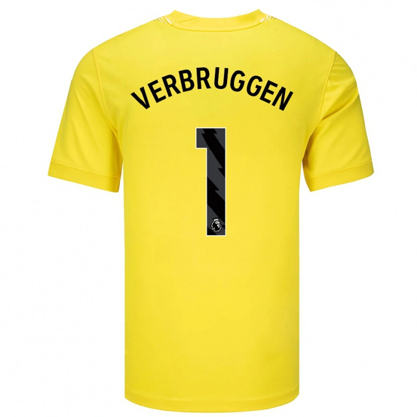 Danxen Hombre Camiseta Bart Verbruggen #1 Amarillo Negro Portero Equipación 2025/26 La Camisa