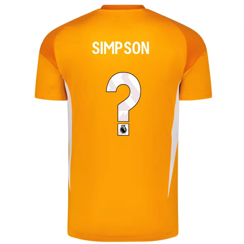 Danxen Hombre Camiseta Carrie Simpson #0 Naranja Blanco Portero Equipación 2025/26 La Camisa