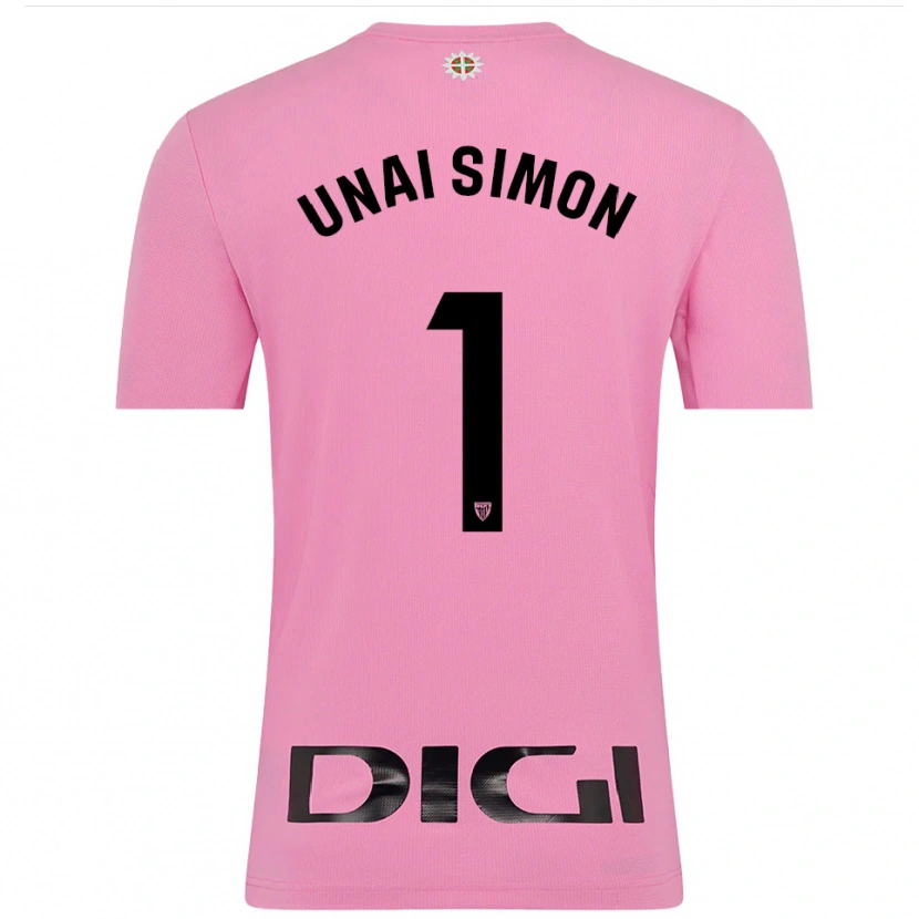 Danxen Hombre Camiseta Unai Simón #1 Rosa Negro Portero Equipación 2025/26 La Camisa
