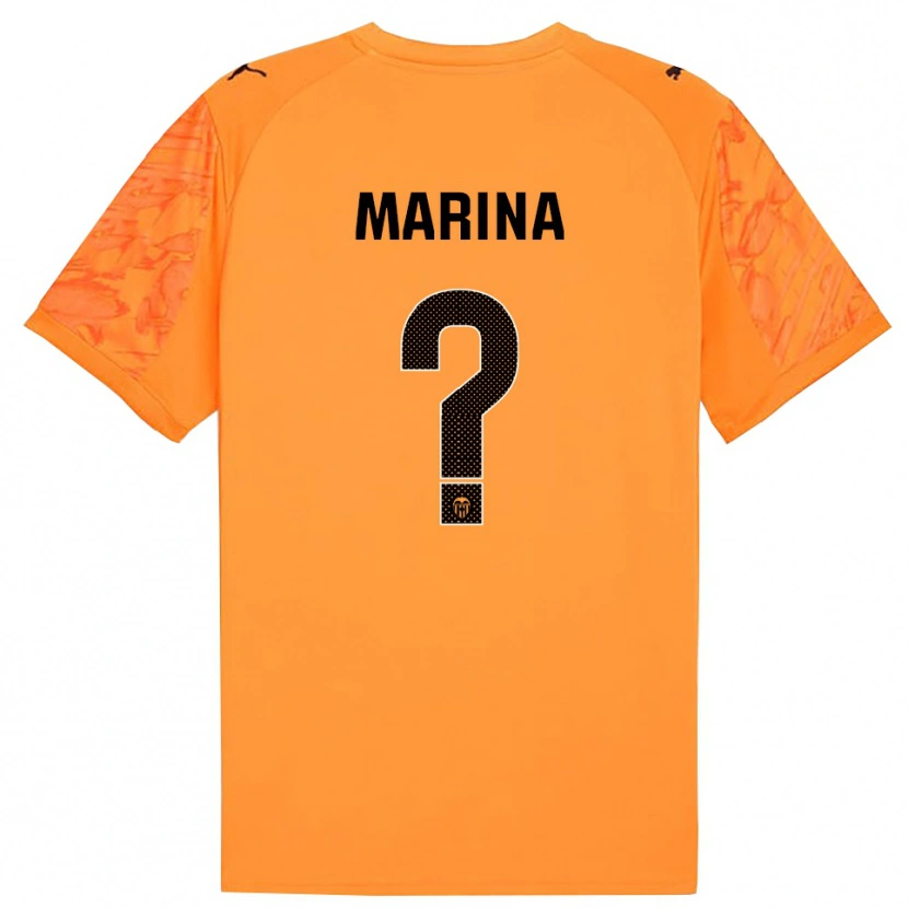 Danxen Hombre Camiseta Marina Llacer Muñoz #0 Naranja Negro Portero Equipación 2025/26 La Camisa