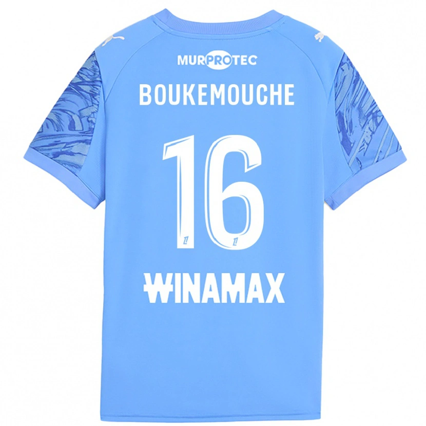 Danxen Hombre Camiseta Amine Boukemouche #16 Blanco Azul Claro Portero Equipación 2025/26 La Camisa