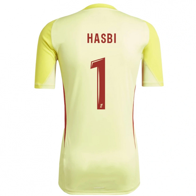 Danxen Hombre Camiseta Walid Hasbi #1 Amarillo Rojo Claro Portero Equipación 2025/26 La Camisa