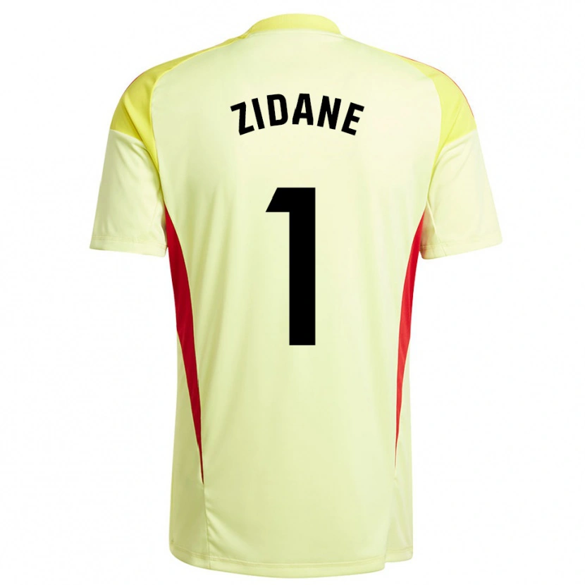 Danxen Hombre Camiseta Luca Zidane #1 Negro Amarillo Claro Portero Equipación 2025/26 La Camisa