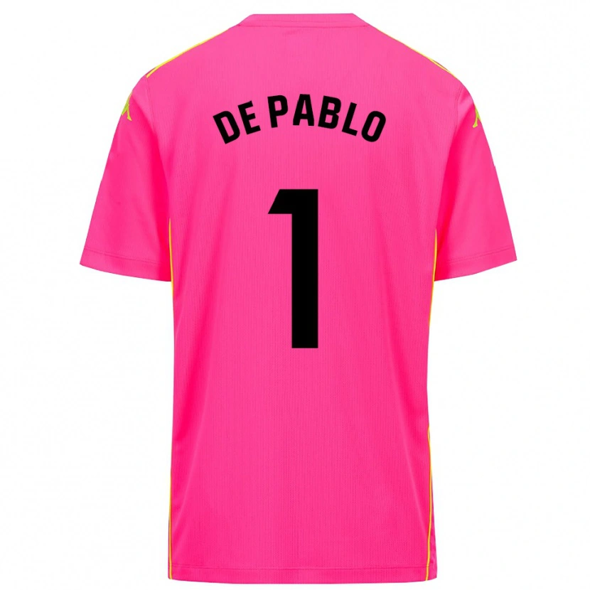 Danxen Hombre Camiseta Álvaro de Pablo #1 Negro Rosa Profundo Portero Equipación 2025/26 La Camisa