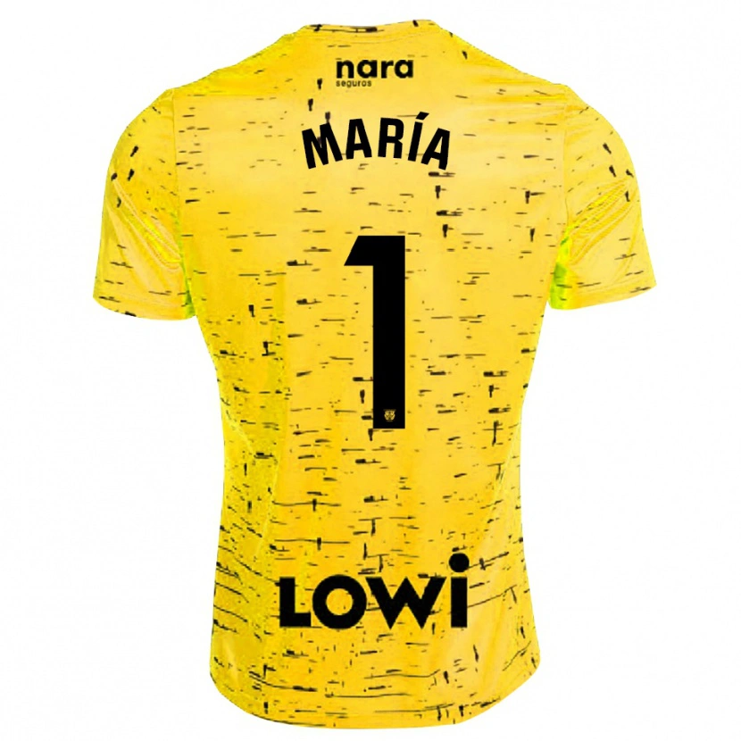 Danxen Hombre Camiseta María Hernández #1 Amarillo Negro Portero Equipación 2025/26 La Camisa