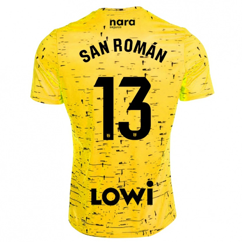 Danxen Hombre Camiseta Miguel San Román #13 Amarillo Negro Portero Equipación 2025/26 La Camisa