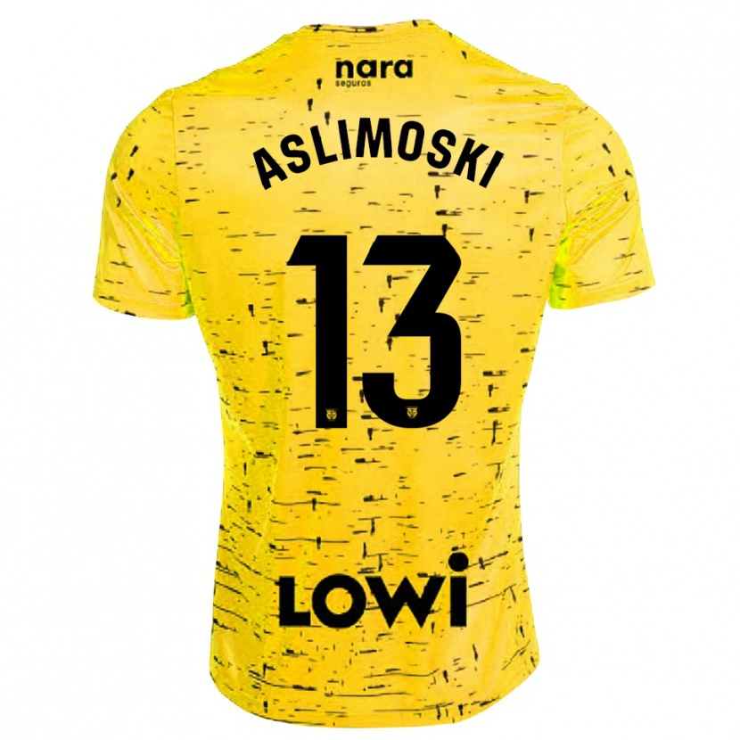 Danxen Hombre Camiseta Tomme Aslimoski #13 Amarillo Negro Portero Equipación 2025/26 La Camisa