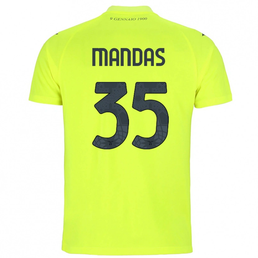 Danxen Hombre Camiseta Christos Mandas #35 Verde Fluorescente Portero Equipación 2025/26 La Camisa