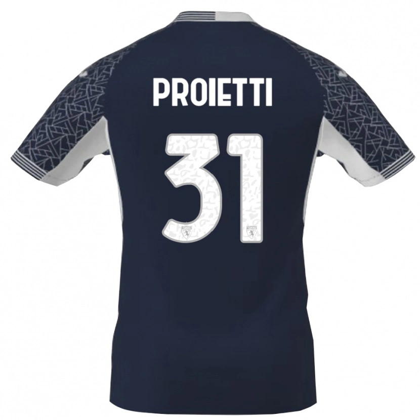Danxen Hombre Camiseta Riccardo Proietti #31 Azul Negro Blanco Portero Equipación 2025/26 La Camisa