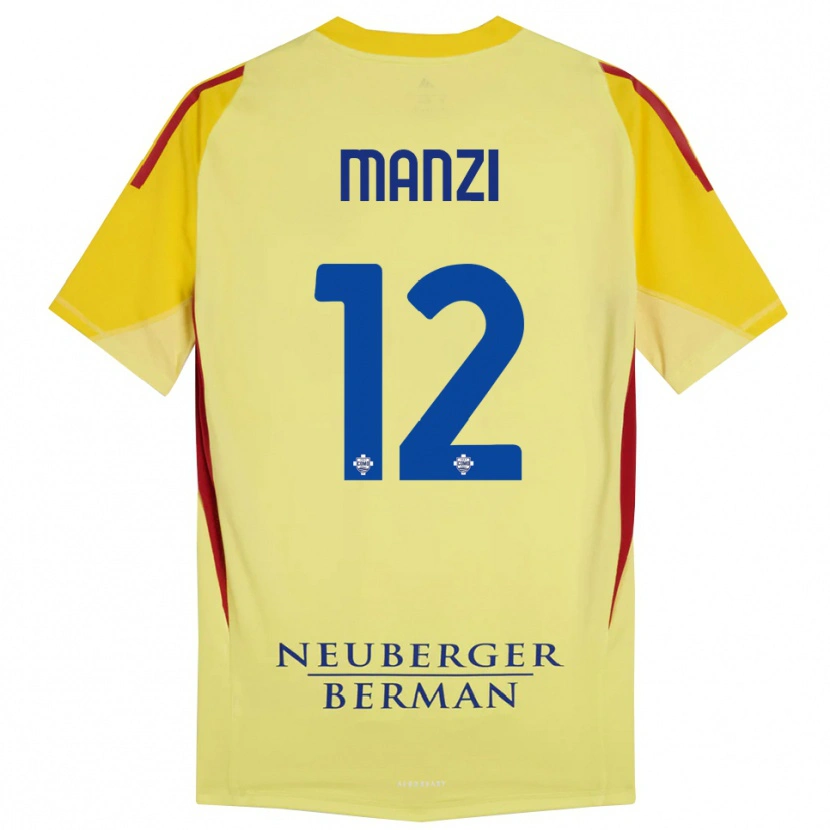 Danxen Hombre Camiseta Federico Manzi #12 Amarillo Claro Negro Portero Equipación 2025/26 La Camisa
