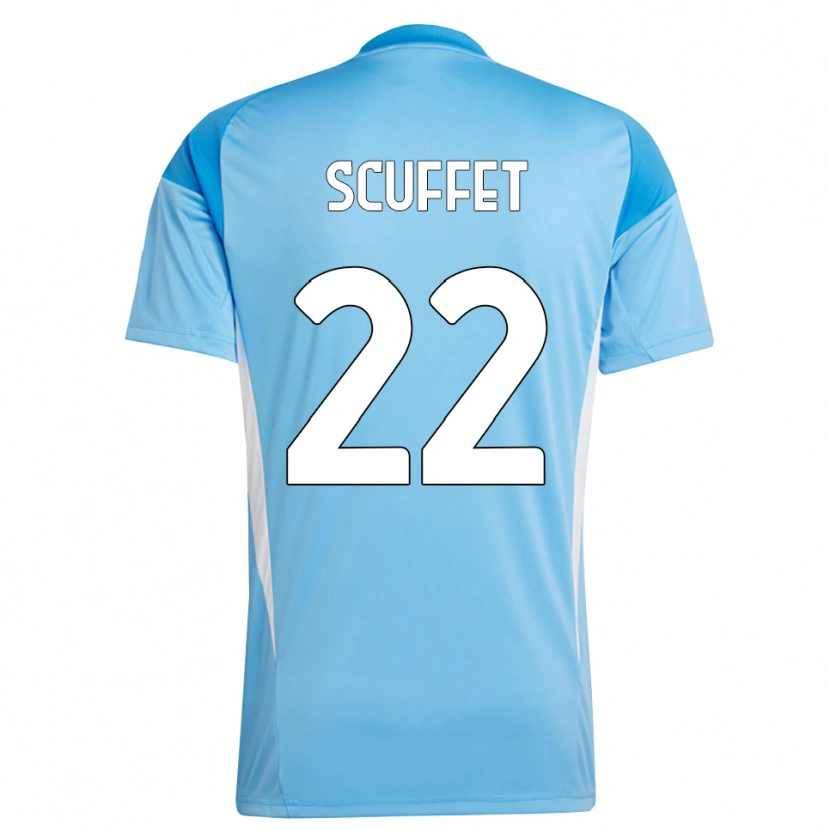 Danxen Hombre Camiseta Simone Scuffet #22 Azul Cielo Blanco Portero Equipación 2025/26 La Camisa