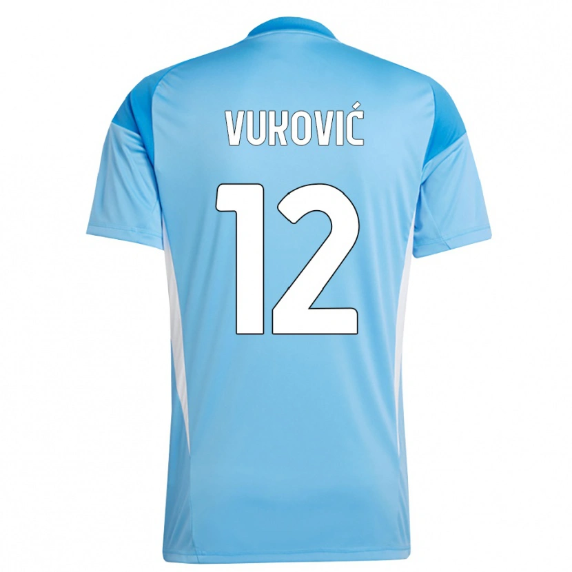 Danxen Hombre Camiseta Ante Vukovic #12 Azul Cielo Blanco Portero Equipación 2025/26 La Camisa