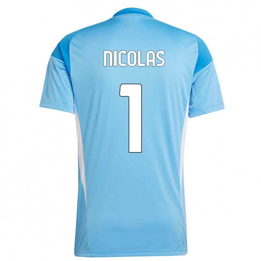 Danxen Hombre Camiseta Nícolas #1 Azul Cielo Blanco Portero Equipación 2025/26 La Camisa