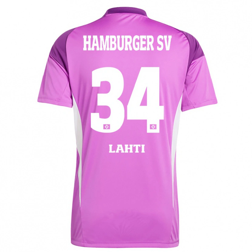 Danxen Hombre Camiseta Elias Lahti #34 Blanco Lila Púrpura Portero Equipación 2025/26 La Camisa