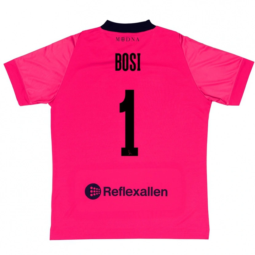 Danxen Hombre Camiseta Matteo Bosi #1 Rosa Intenso Negro Portero Equipación 2025/26 La Camisa